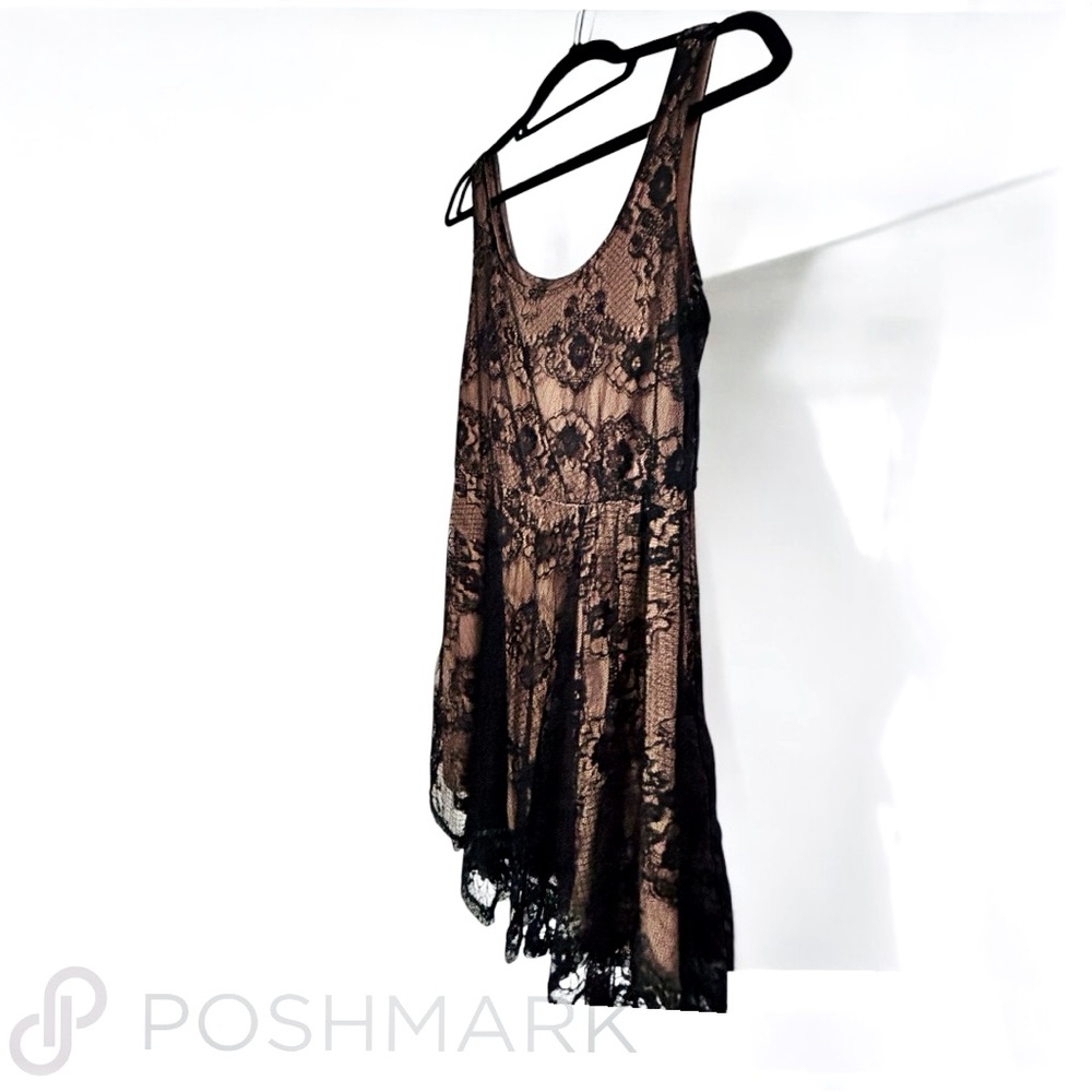 MIMI CHICA Black/Brown Sleeveless Lace Dress - Size Small
